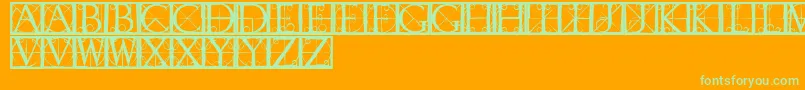 Capsrandomishbricks Font – Green Fonts on Orange Background