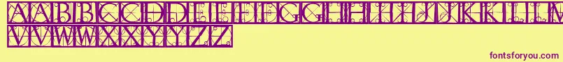 Capsrandomishbricks Font – Purple Fonts on Yellow Background