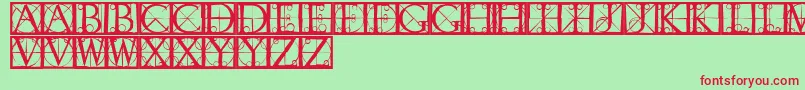 Capsrandomishbricks Font – Red Fonts on Green Background