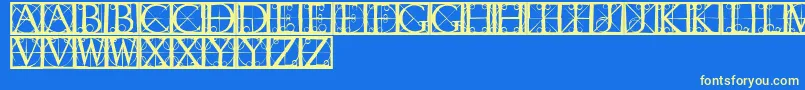 Capsrandomishbricks Font – Yellow Fonts on Blue Background