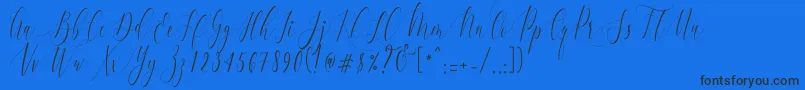 CharlotteCalligraphyR1-Schriftart – Schwarze Schriften auf blauem Hintergrund