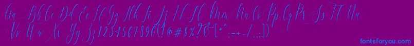 Fonte CharlotteCalligraphyR1 – fontes azuis em um fundo violeta