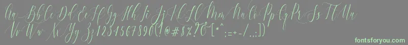 CharlotteCalligraphyR1 Font – Green Fonts on Gray Background