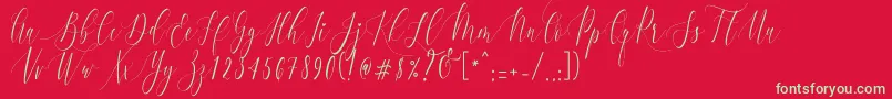 Шрифт CharlotteCalligraphyR1 – зелёные шрифты на красном фоне