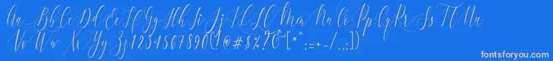 CharlotteCalligraphyR1 Font – Pink Fonts on Blue Background