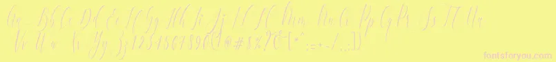 Fonte CharlotteCalligraphyR1 – fontes rosa em um fundo amarelo