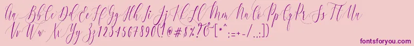 Шрифт CharlotteCalligraphyR1 – фиолетовые шрифты на розовом фоне