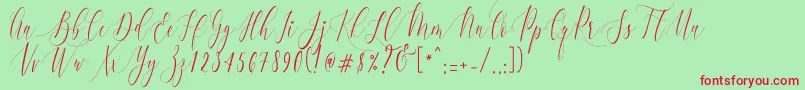 CharlotteCalligraphyR1 Font – Red Fonts on Green Background