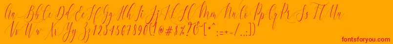 CharlotteCalligraphyR1 Font – Red Fonts on Orange Background