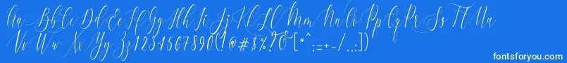 CharlotteCalligraphyR1-Schriftart – Gelbe Schriften auf blauem Hintergrund