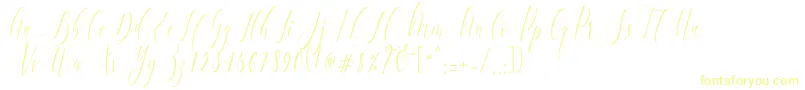 CharlotteCalligraphyR1-fontti – keltaiset fontit valkoisella taustalla