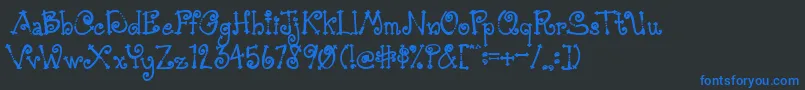 AustieBostSimpleSimon-Schriftart – Blaue Schriften auf schwarzem Hintergrund