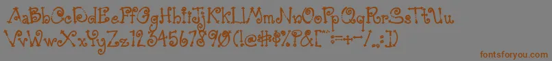 フォントAustieBostSimpleSimon – 茶色の文字が灰色の背景にあります。