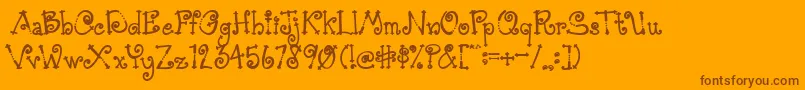 AustieBostSimpleSimon-Schriftart – Braune Schriften auf orangefarbenem Hintergrund