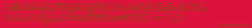 AustieBostSimpleSimon-Schriftart – Braune Schriften auf rotem Hintergrund