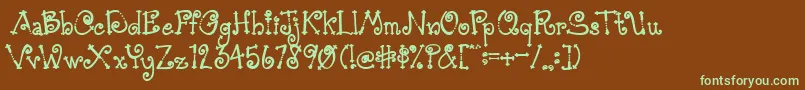 AustieBostSimpleSimon Font – Green Fonts on Brown Background