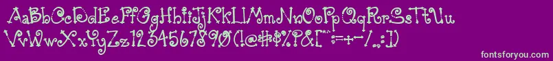 AustieBostSimpleSimon-Schriftart – Grüne Schriften auf violettem Hintergrund