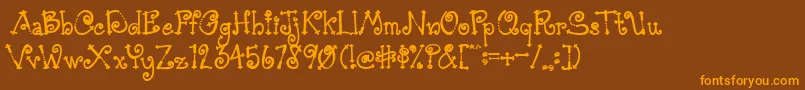 AustieBostSimpleSimon-Schriftart – Orangefarbene Schriften auf braunem Hintergrund