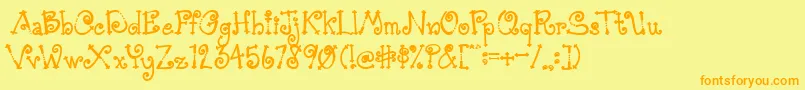 フォントAustieBostSimpleSimon – オレンジの文字が黄色の背景にあります。