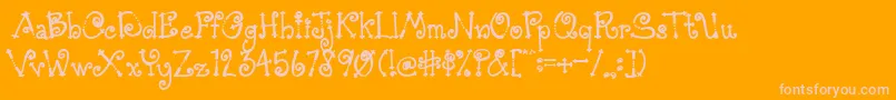 AustieBostSimpleSimon-Schriftart – Rosa Schriften auf orangefarbenem Hintergrund