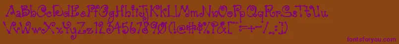 AustieBostSimpleSimon-Schriftart – Violette Schriften auf braunem Hintergrund