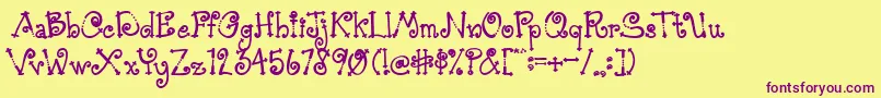 AustieBostSimpleSimon-fontti – violetit fontit keltaisella taustalla