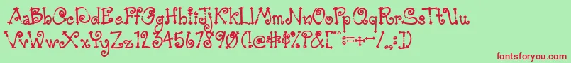 フォントAustieBostSimpleSimon – 赤い文字の緑の背景
