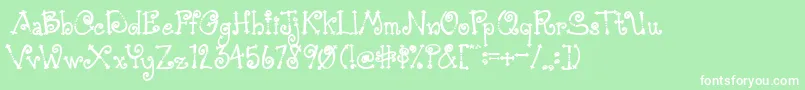 AustieBostSimpleSimon-Schriftart – Weiße Schriften auf grünem Hintergrund