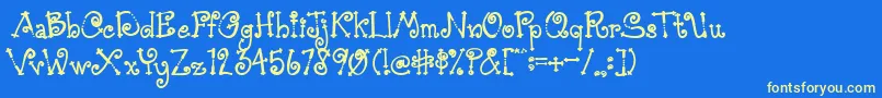 AustieBostSimpleSimon-fontti – keltaiset fontit sinisellä taustalla