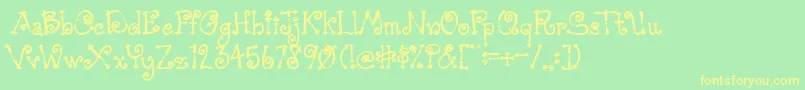 AustieBostSimpleSimon-Schriftart – Gelbe Schriften auf grünem Hintergrund