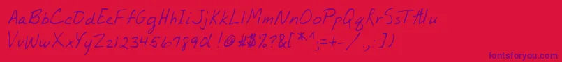 フォントLehn207 – 赤い背景に紫のフォント