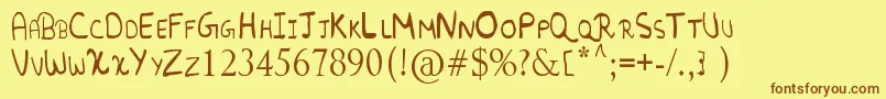 Fonte RandomFont. – fontes marrons em um fundo amarelo