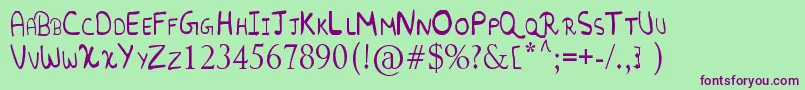 Fonte RandomFont. – fontes roxas em um fundo verde