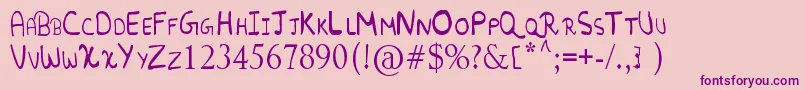 Czcionka RandomFont. – fioletowe czcionki na różowym tle