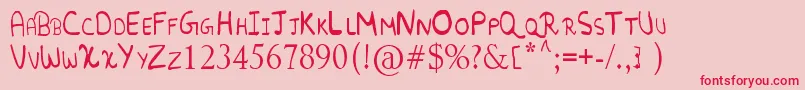 RandomFont.-Schriftart – Rote Schriften auf rosa Hintergrund