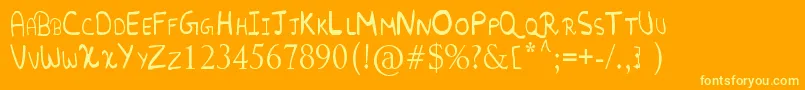 RandomFont.-Schriftart – Gelbe Schriften auf orangefarbenem Hintergrund