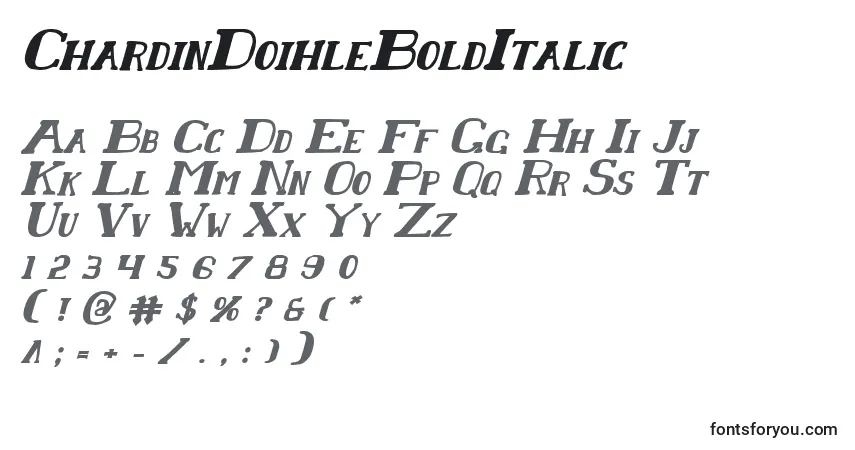 Schriftart ChardinDoihleBoldItalic – Alphabet, Zahlen, spezielle Symbole