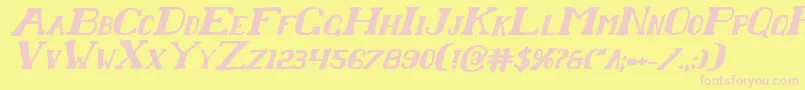 Шрифт ChardinDoihleBoldItalic – розовые шрифты на жёлтом фоне
