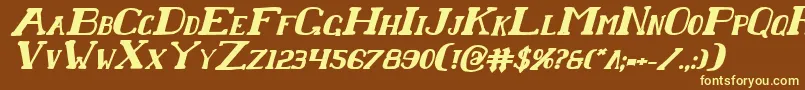 ChardinDoihleBoldItalic-fontti – keltaiset fontit ruskealla taustalla