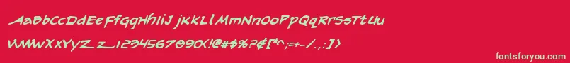 フォントArilonBoldItalic – 赤い背景に緑の文字