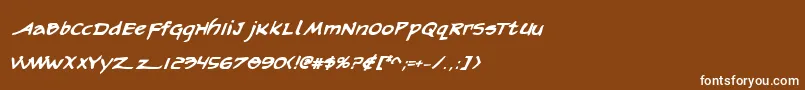 ArilonBoldItalic-Schriftart – Weiße Schriften auf braunem Hintergrund