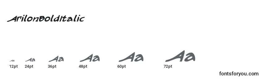 ArilonBoldItalic Font Sizes