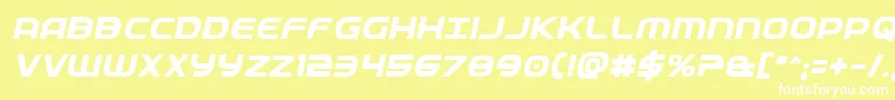Fedserviceboldital-Schriftart – Weiße Schriften auf gelbem Hintergrund