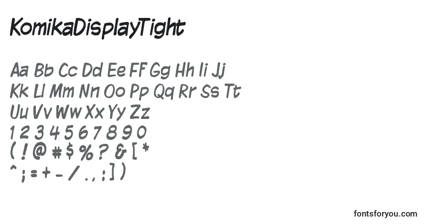 Czcionka KomikaDisplayTight – alfabet, cyfry, specjalne znaki