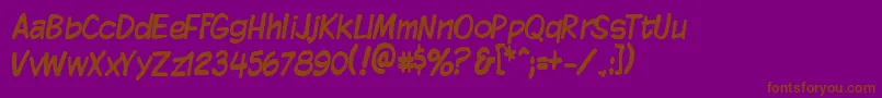 KomikaDisplayTight-fontti – ruskeat fontit violetilla taustalla