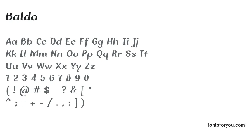 Schriftart Baldo – Alphabet, Zahlen, spezielle Symbole