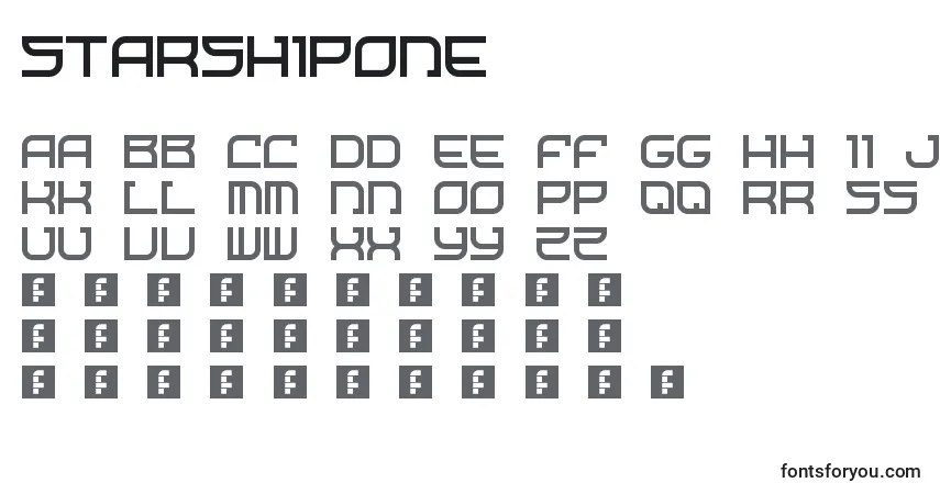 Schriftart StarshipOne – Alphabet, Zahlen, spezielle Symbole