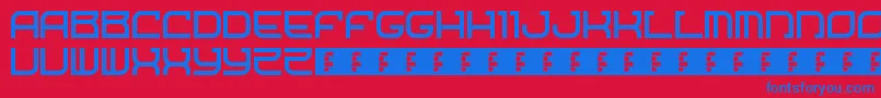 StarshipOne-Schriftart – Blaue Schriften auf rotem Hintergrund