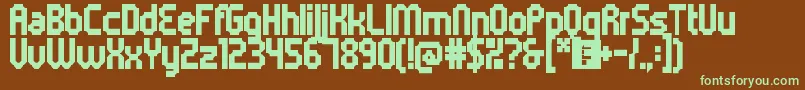 フォント5metrikBlackCondensed – 緑色の文字が茶色の背景にあります。