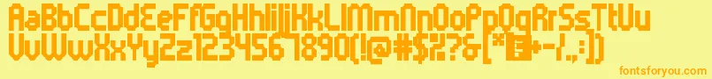 5metrikBlackCondensed-Schriftart – Orangefarbene Schriften auf gelbem Hintergrund